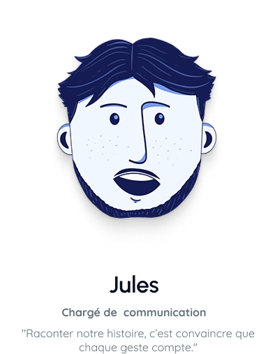 Portrait illustré de Jules, acteur clé de l’équipe de l’entreprise à impact Waters Matters